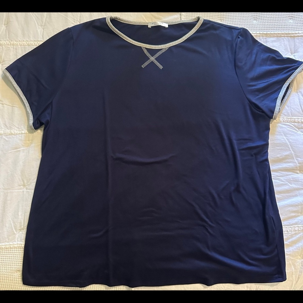 Blue and Gray Boxy Short Sleeve T-Shirt